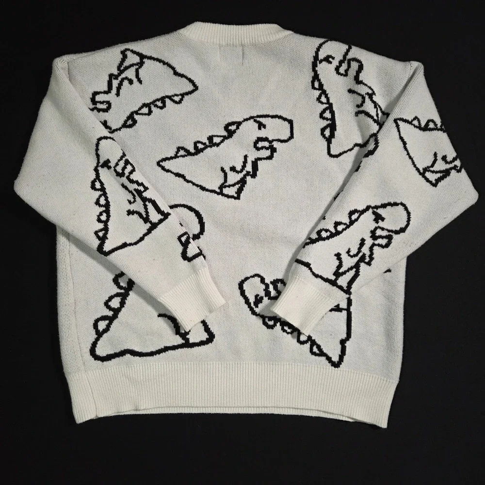 YWFG‎ White Dinosaur Graphic Knit Sweater Women's Size L - Picture 8 of 8